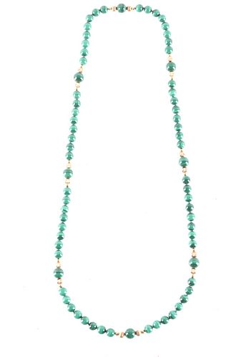 Navajo Malachite 14k Gold Necklace & Earrings