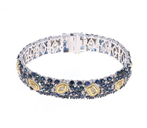 Fancy Yellow Diamond & Sapphire 18k Gold Bracelet