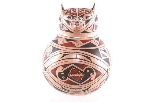 Mata Ortiz Badger Pottery Vessel by A. Villalba