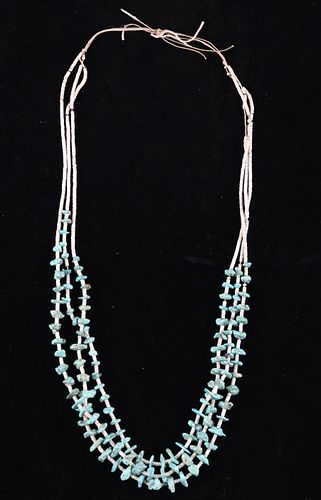 Navajo Three Strand Turquoise & Heishi Necklace