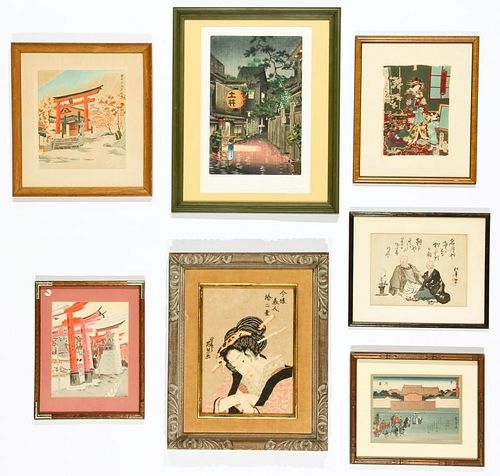 7 Framed Japanese Prints