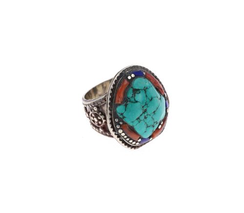 Navajo Turquoise, Sterling & Multi-Stone Ring