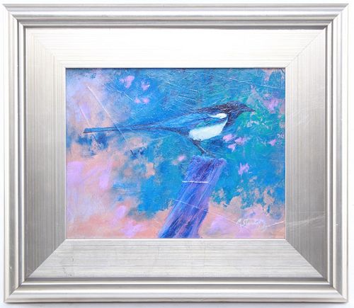 Michael Stanish Original Framed Blue Jay Painting