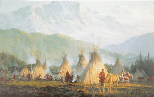 H. Terpning Limited Ed. Litho. "Crow Camp, 1864"