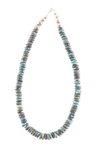 Navajo Apache Blue Turquoise Discoidal Necklace