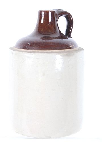 White And Brown Whiskey Stoneware Pottery Jug