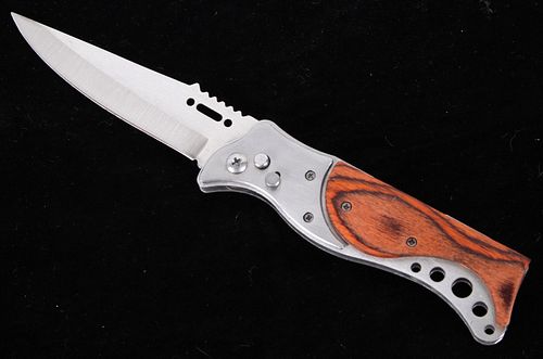 Stainless Clip Point Switchblade Knife & Light