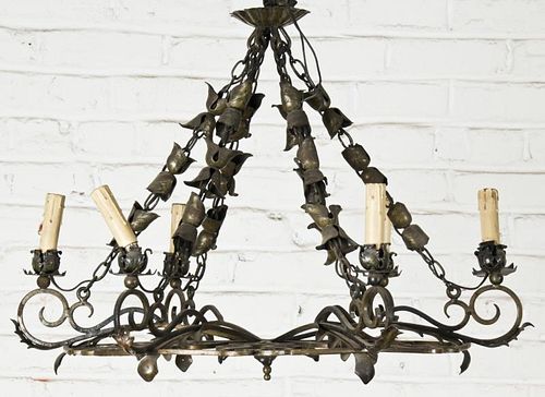 Antique Gothic Style Wrought Iron Chandelier