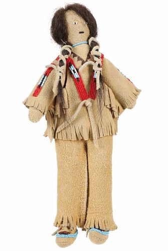 Sioux Beautifully Beaded Indian Buckskin Hide Doll