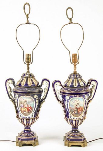 Pair Sevres Style Lamps