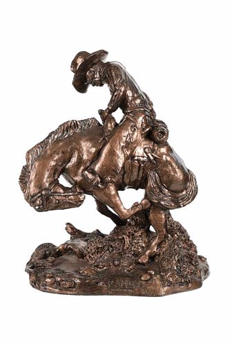 R. J. Moore Cowboy & Horse Sculpture 1970