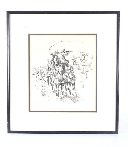 Framed Stagecoach Lithograph by Patricia Gekman