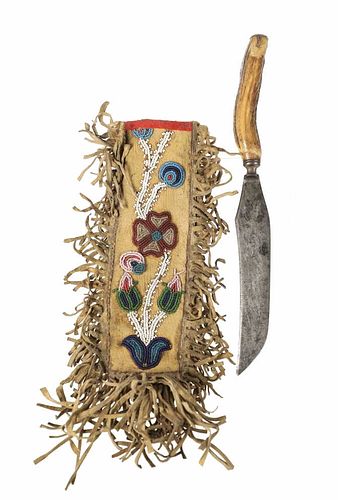 Early 1900's Chippewa Beaded Sheath & Trade Knife