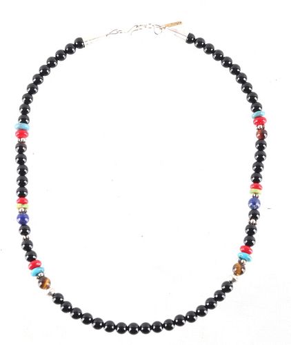 Navajo T&R Singer Onyx & Multi-Stone Necklace