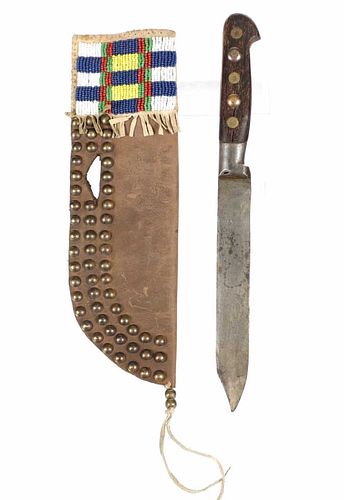 Cheyenne Beaded Tacked Sheath & Trade Knife