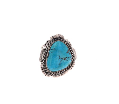 Navajo Sterling & Blue Gem Turquoise Ring