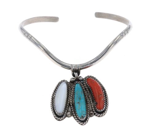 Navajo Multi-Stone Pendant & Sterling Bracelet