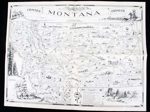 Bob Fletcher Large Pictorial Map of Montana 1937