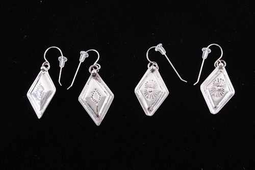 Two Pairs of Navajo Chaz Tsosie Sterling Earrings