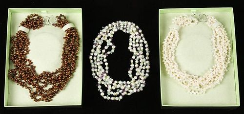3 Clustered Strands Freshwater Pearls