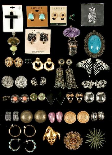Estate Lot of Costume Jewelry Earrings Pendants and Brooches