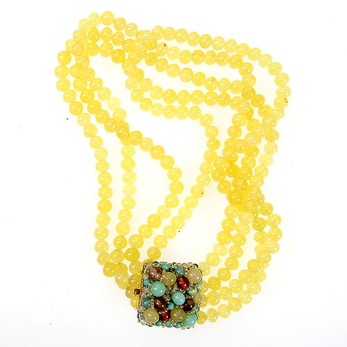 Coppola E Toppo 4 Strand Yellow Glass Necklace
