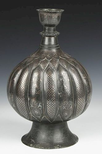Middle Eastern Niello Decorated Bottle Vase