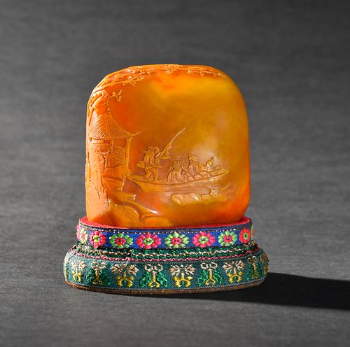 TIANHUANG STONE CARVED STORY PATTERN PENDANT
