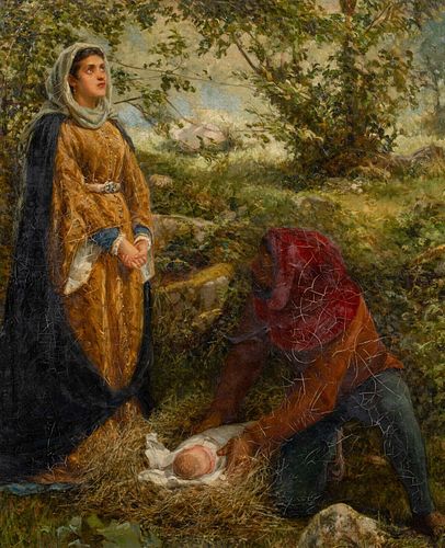  SCENE OF THE REST FROM THE FLIGHT INTO EGYPT OIL PAINTING