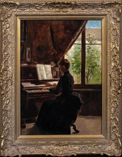 LADY AT THE PIANO OIL PAINTING