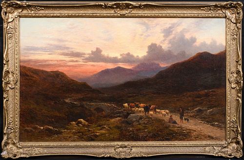  SUNSET LANDSCAPE AT GRIZEDALE, WESTMORLAND OIL PAINTING