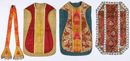4 Antique Continental Ecclesiastical Silk Garments