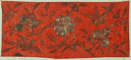 Silk Embroidery with Birds and Flowers