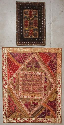 2 Antique Silk/Cotton Embroidered Panels, India
