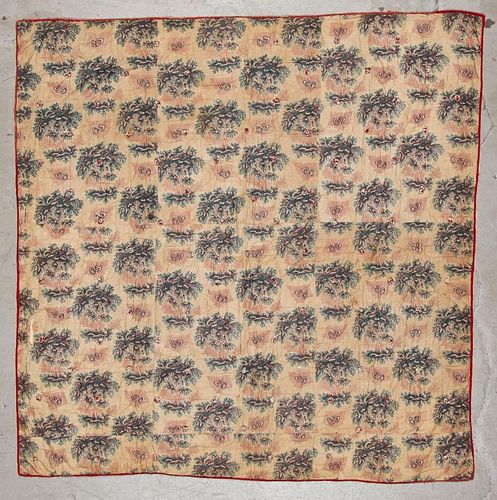 Early 19th C Chintz Quilted Bedcover