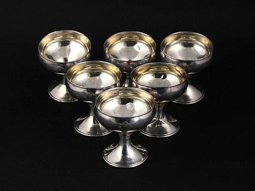 Six Sterling Silver Footed Sherbets