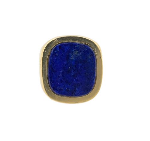 18K Yellow Gold Lapis Lazuli Plaque Ring