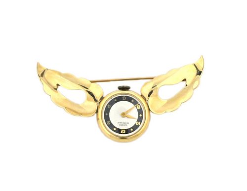 Girard Perregaux Yellow Gold Wings Brooch Watch