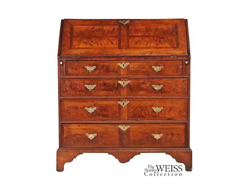 Queen Anne Maple and Walnut Slant Front Desk