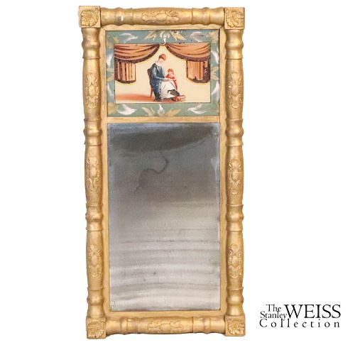 Empire Giltwood Mirror with Reverse Painting
