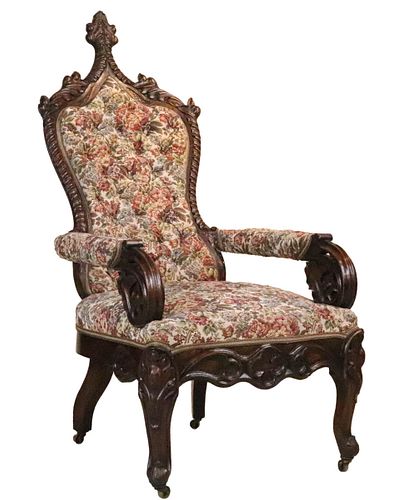 Gothic Revival Carved Oak Easy Chair