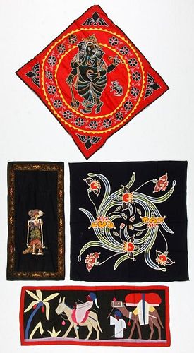 4 Vintage Handmade Decorative Textiles