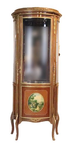 Louis XVI Style Ormolu-Mounted Inlaid Fruitwood Vitrine