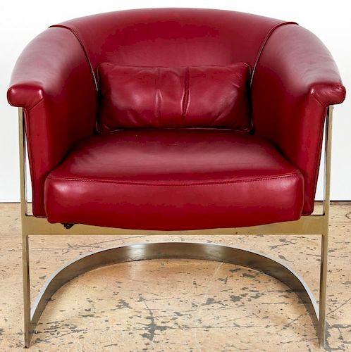 Milo Baughman Style Barrel Back Club Chair