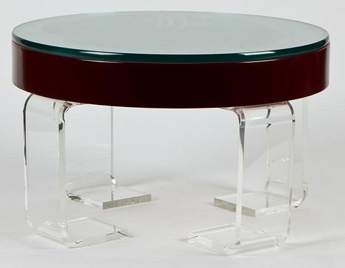 Custom Lucite and Lacquer Drum Low Table