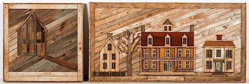 2 Reclaimed Wood Artworks, EJ Smith, 20th c. (American)