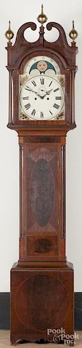Custom Federal style mahogany tall case clock, 97 1/2'' h.