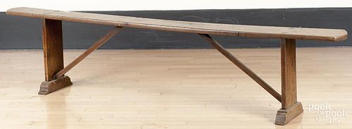 English yew wood bench, ca. 1800, 19'' h., 84 1/2'' w.