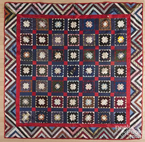 Victorian silk quilt, 77'' x 76''.