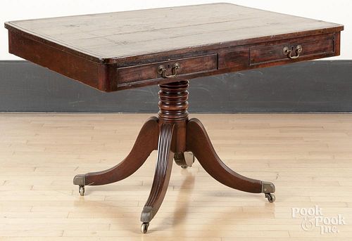 Regency mahogany library table, early 19th c., 29'' h., 44'' w., 31 1/2'' d.